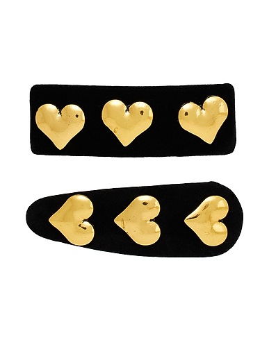 8 by YOOX Hair accessory VELVET AND HEARTS HAIRCLIP SET
 Black 60% Iron, 30% Plastic, 10% Polyester