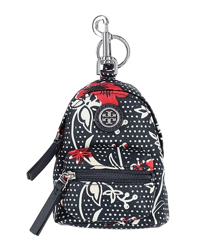 TORY BURCH Key ring Black Textile fibres, Metal