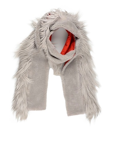 RICK OWENS Scarves and foulards Light grey 97% Cotton, 3% Elastane, Goat fur, Lamb fur