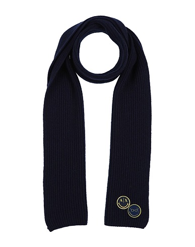 ARMANI EXCHANGE Scarves and foulards Navy blue 80% Wool, 20% Polyamide