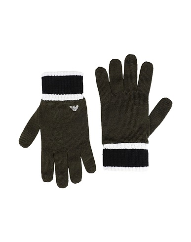 EMPORIO ARMANI Gloves Military green 100% Virgin Wool