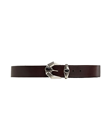8 by YOOX Regular belt METALLIC GEOMETRIC BUCKLE LEATHER BELT
 Dark brown 100% Bovine leather