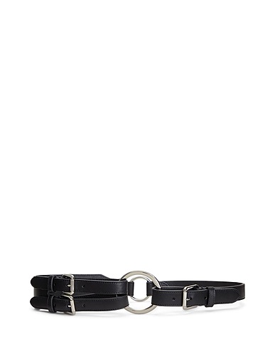 LAUREN RALPH LAUREN High-waist belt TRI-STRAP O-RING LEATHER BELT
 Black 100% Bovine leather