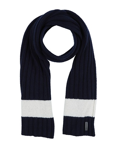 EMPORIO ARMANI Scarves and foulards Midnight blue 47% Virgin Wool, 30% Viscose, 15% Polyamide, 8% Cashmere, Bovine leather