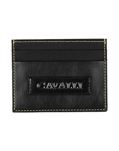 ROBERTO CAVALLI Small Leather Goods Black Cow leather, Polyester