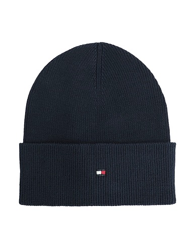 TOMMY HILFIGER Hat Navy blue 95% Cotton, 5% Cashmere