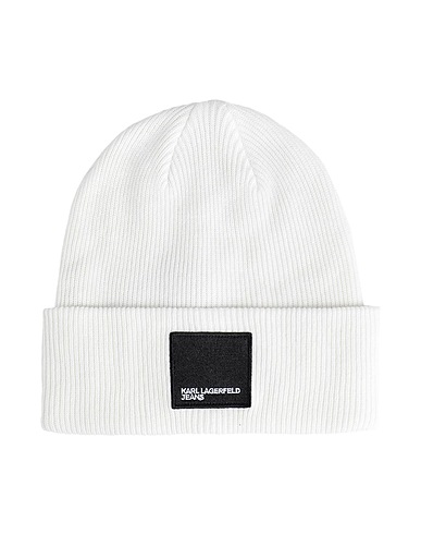 KARL LAGERFELD JEANS Cappello KNITTED LOGO BEANIE Off white 50% Nylon, 40% Viscosa, 5% Cachemire, 5% Lana