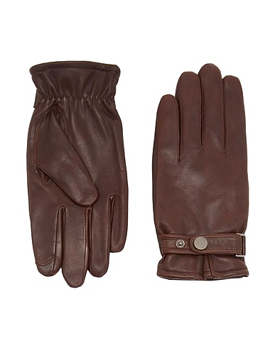 8 by YOOX Gloves LEATHER GLOVES WITH RECYCLED WOOL LINING
 Dark brown 100% Soft Leather
