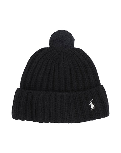 POLO RALPH LAUREN Hat RIB-KNIT POM-POM WOOL-BLEND BEANIE
 Black 80% Wool, 20% Recycled nylon