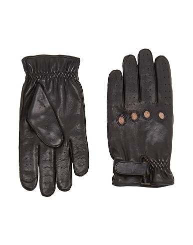 8 by YOOX Gloves BIKER LEATHER GLOVES WITH RECYCLED WOOL LINING
 Black 100% Soft Leather