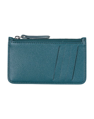MAISON MARGIELA Wallet Deep teal 100% Bovine leather, Brass, Zinc