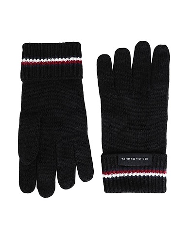 TOMMY HILFIGER Gloves Black 51% Cotton, 49% Wool