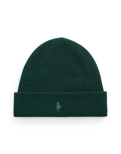 POLO RALPH LAUREN 帽子 WASHABLE CASHMERE BEANIE
 ダークグリーン カシミヤ 100%