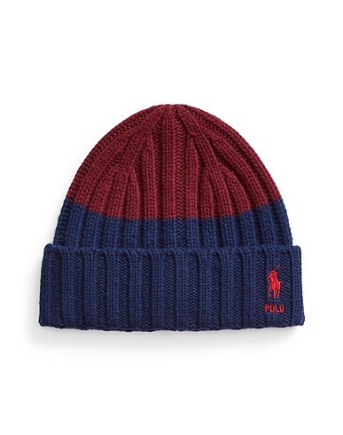 POLO RALPH LAUREN Hat RIB-KNIT MERINO WOOL-BLEND BEANIE
 Navy blue 80% Wool, 20% Recycled nylon