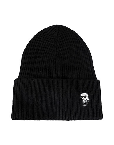 KARL LAGERFELD Hat Black 50% Nylon, 40% Viscose, 5% Wool, 5% Cashmere