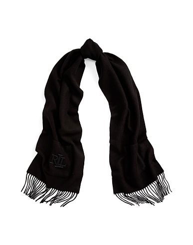 LAUREN RALPH LAUREN Scarves and foulards  TWO-TONE LOGO JACQUARD WOOL-BLEND SCARF 
 Black 67% Acrylic, 33% Wool
