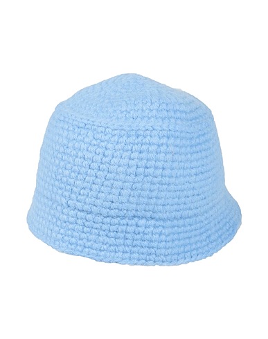JW ANDERSON Cappello Celeste 48% Lana di alpaca, 36% Acrilico, 9% Poliammide, 7% Poliestere, Pelle di vitello