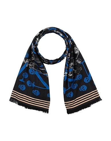 MCQUEEN Scarves and foulards Black 75% Cotton, 25% Silk