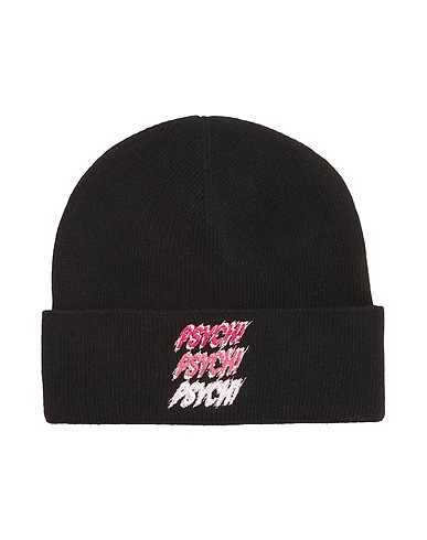 8 by YOOX Hat PSYCH! EMBROIDERED RECYCLED WOOL BEANIE Black 100% Recycled wool