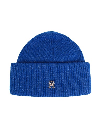 TOMMY HILFIGER Hat Bright blue 40% Cotton, 36% Polyamide, 14% Wool, 9% Alpaca wool, 1% Metal
