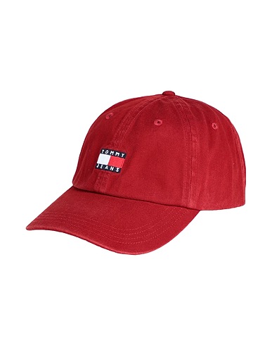 TOMMY JEANS Hat Brick red 100% Cotton
