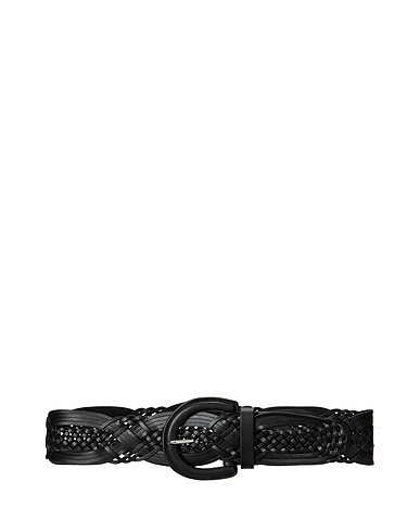 LAUREN RALPH LAUREN High-waist belt  BRAIDED LEATHER WIDE BELT 
 Black 100% Cow leather