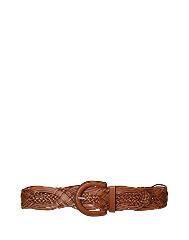 LAUREN RALPH LAUREN High-waist belt  BRAIDED LEATHER WIDE BELT 
 Brown 100% Cow leather