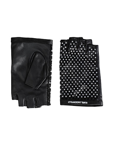 KARL LAGERFELD Handschuhe Schwarz 100% Ziegenleder, Polyester, Elastan