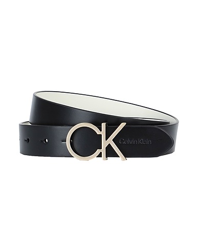 CALVIN KLEIN Regular belt Black 100% Buffalo leather