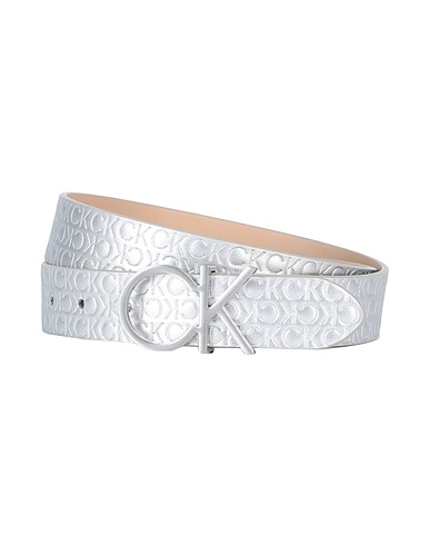 CALVIN KLEIN Regular belt Silver 51% Recycled polyester, 49% Polyurethane