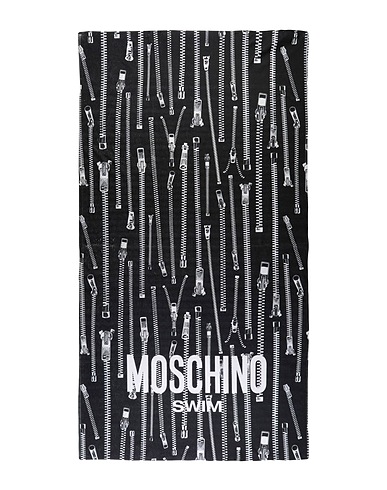 MOSCHINO Beach towel Black 51% Cotton, 49% Polyester