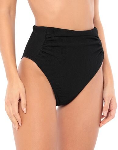 Self-portrait Womens Black Ruched High-rise Bikini Bottoms 10 In Black