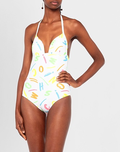 MOSCHINO One-piece swimsuits White 82% Polyester, 18% Elastane