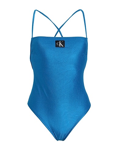 CALVIN KLEIN One-piece swimsuits Blue 87% Polyamide, 13% Elastane
