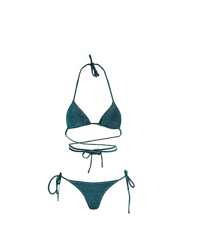 REINA OLGA Maillot deux pièces Vert pétrole 80% Polyamide, 11% Fibre métallique, 9% Élasthanne