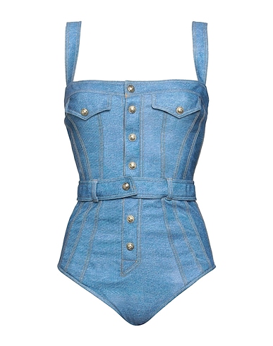 BALMAIN One-piece swimsuits Blue 92% Polyester, 8% Elastane