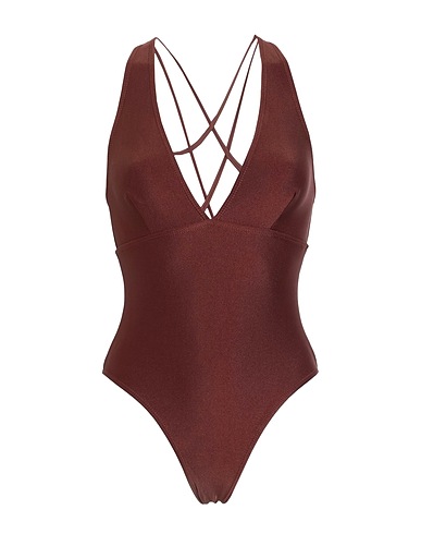 TOPSHOP One-piece swimsuits Brown 80% Polyamide, 20% Elastane