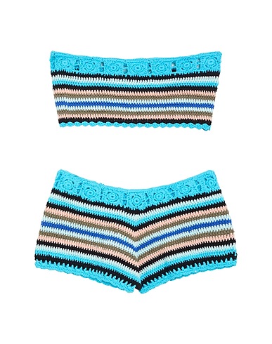 8 by YOOX Cover-ups ORGANIC COTTON CROCHET BEACH SET
 Turquoise 100% Organic cotton