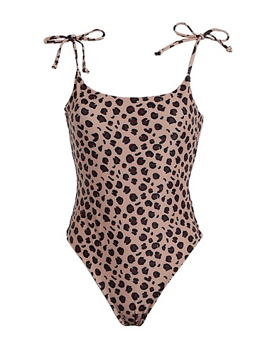 NEVER FULLY DRESSED Badeanzug Kamel 85% Recyceltes Polyester, 15% Elastan
