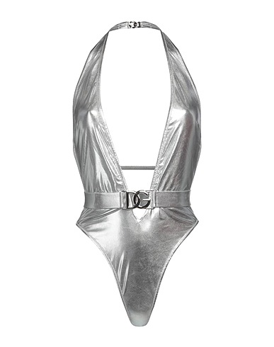 DOLCE&GABBANA One-piece swimsuits BEACHWEAR Silver 96% Polyester, 4% Elastane, Zamak, Brass