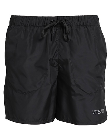 VERSACE Swim shorts Black 100% Polyester, Elastane, Polyamide
