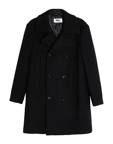 MM6 MAISON MARGIELA コート ブラック ウール 80% / ナイロン 10% / ポリエステル 10%