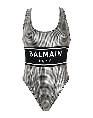 BALMAIN Badeanzug Silber 80% Polyamid, 20% Elastan