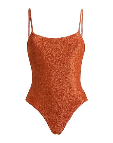 WEILI ZHENG One-piece swimsuits Copper 65% Polyamide, 30% Metallic fiber, 5% Elastane
