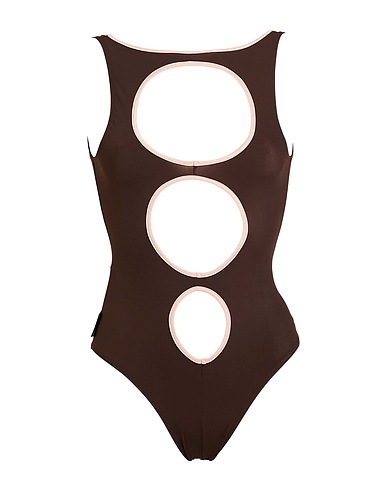 PALM ANGELS One-piece swimsuits Dark brown 59% Polyamide, 41% Elastane