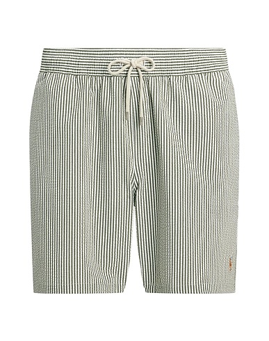 POLO RALPH LAUREN Swim shorts 5.75-Inch Traveler Classic Swim Trunk
 Military green 68% Cotton, 27% Recycled polyester, 5% Elastane