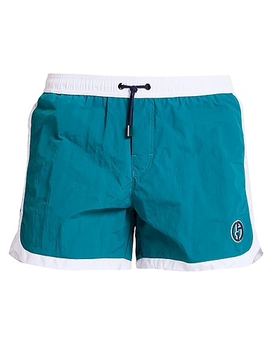 GIORGIO ARMANI Swim shorts Emerald green 100% Polyamide, Polyester