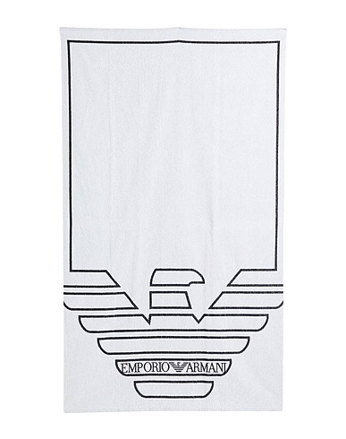 EMPORIO ARMANI Beach towel SWIMWEAR White 100% Cotton