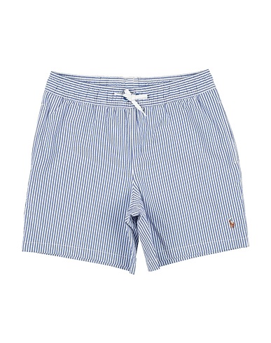 POLO RALPH LAUREN Swim shorts TRAVELER STRETCH SEERSUCKER SWIM TRUNK BLU CHIARO 68% Cotton, 27% Recycled polyester, 5% Elastane