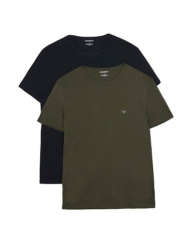 EMPORIO ARMANI Undershirt MEN'S KNIT 2-PACK T- Black 100% Cotton